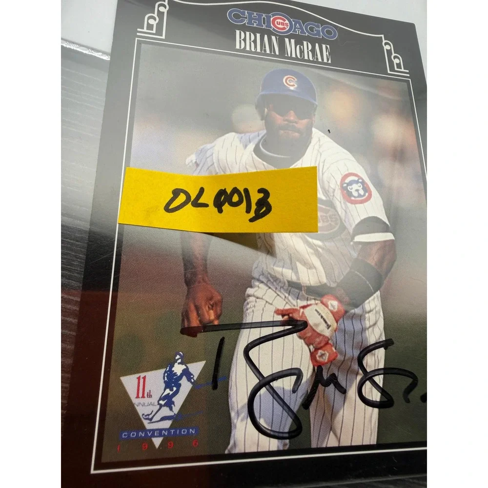 Brian McRae Chicago Cubs Hand Signed 1996 Convention Baseball Card DL0013